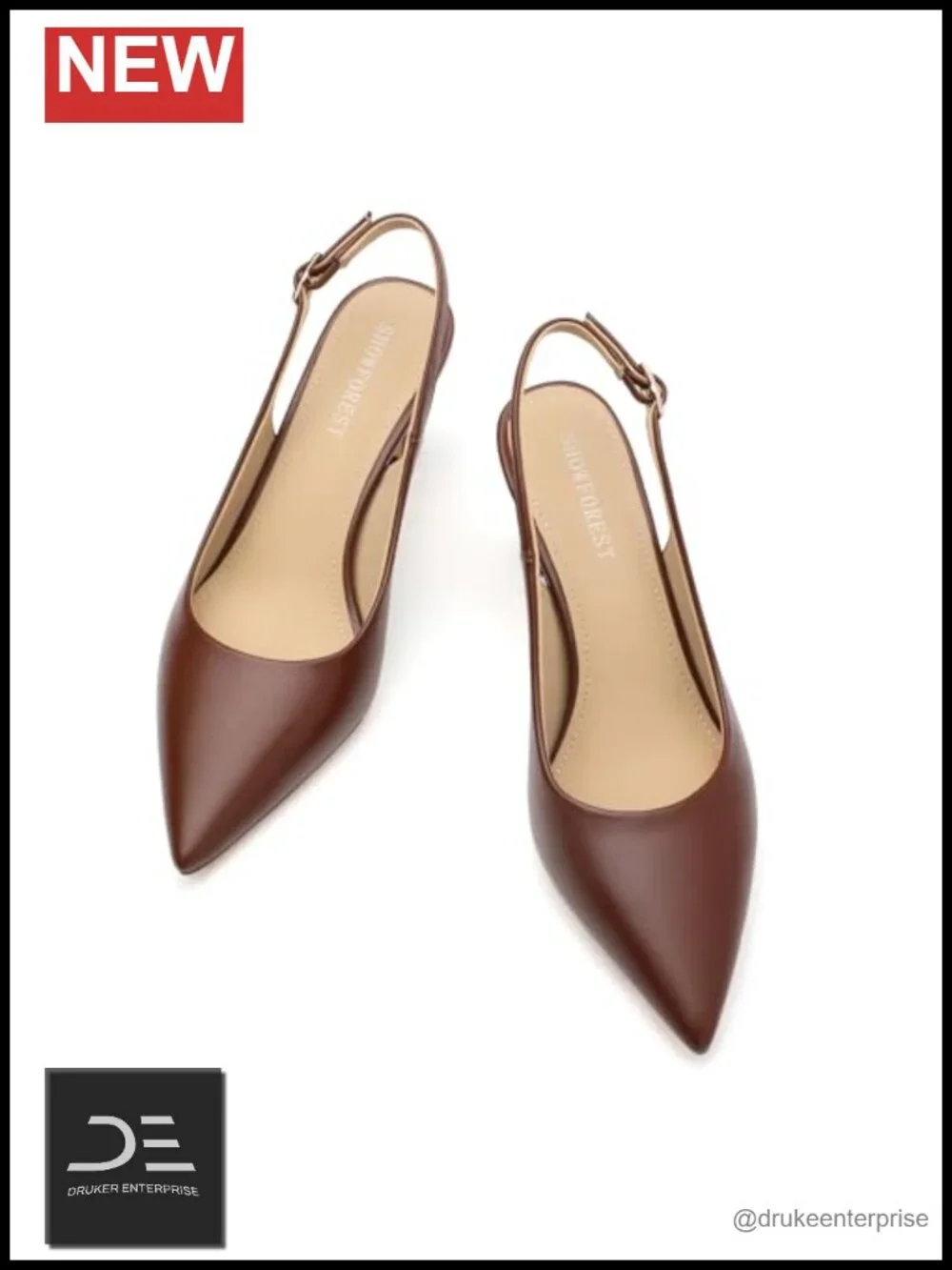 Slingback Kitten Heel Pumps 2.5 Inch Closed Toe Faux Leather